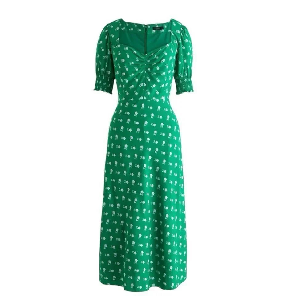 J. Crew Puff-sleeve midi dress in bandana flowers print EUC